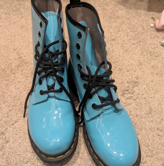 Dr. Martens Shoes - Dr. Martens 1460 Turquoise Patent Leather Boots